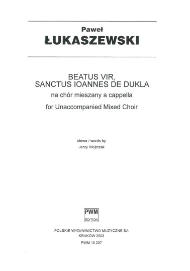 Beatus vir, Sanctus Joannes de Dukla