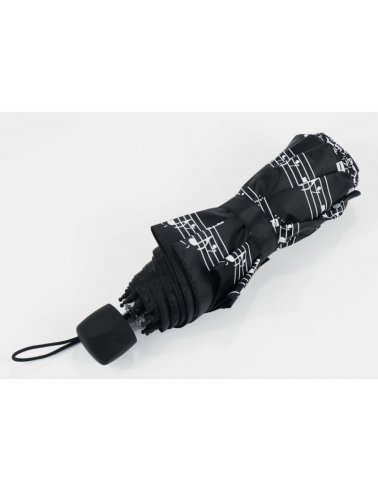 Parasol czarny w nuty - składany