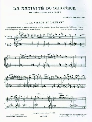 La nativité du Seigneiur. Neuf Méditations pour orgue
