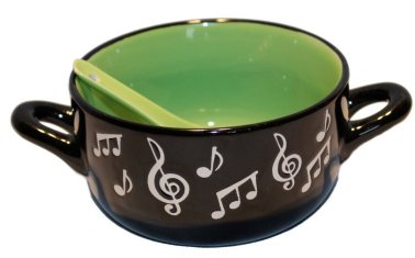 Miseczka ceramiczna zielono-czarna z łyżeczką