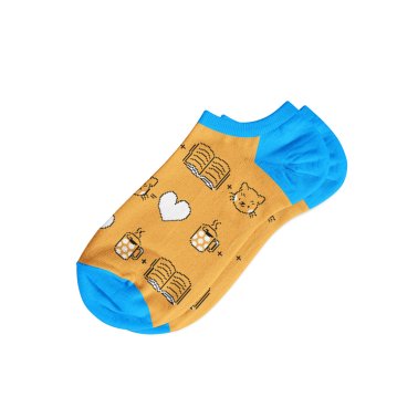 Skarpetki stopki "Kubek, książka, kot"