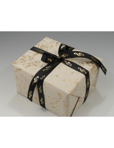 Wstążka czarno-złota w klucze wiolinowe