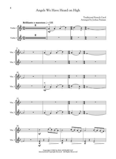 Christmas Carols For Violin Duet & Piano