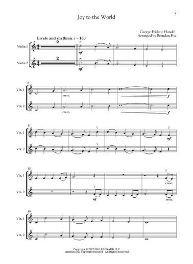 Christmas Carols For Violin Duet & Piano