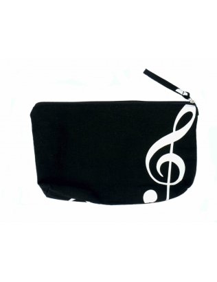Piórnik (kosmetyczka) czarny z kluczem wiolinowym