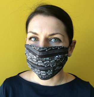 Maseczka ochronna czarna gumka nuty