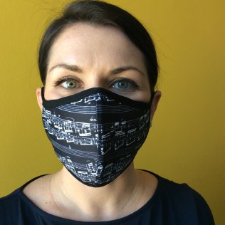 Maseczka ochronna czarna wiązana nuty