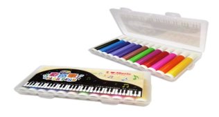 Flamastry w opakowaniu z fortepianem