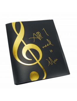 Segregator z folijkami "All I Need Is Music" złoty