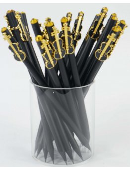 Ołówek ze skrzypcami czarno-złotymi i kryształkiem