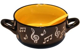 Miseczka ceramiczna żółto-czarna z łyżeczką